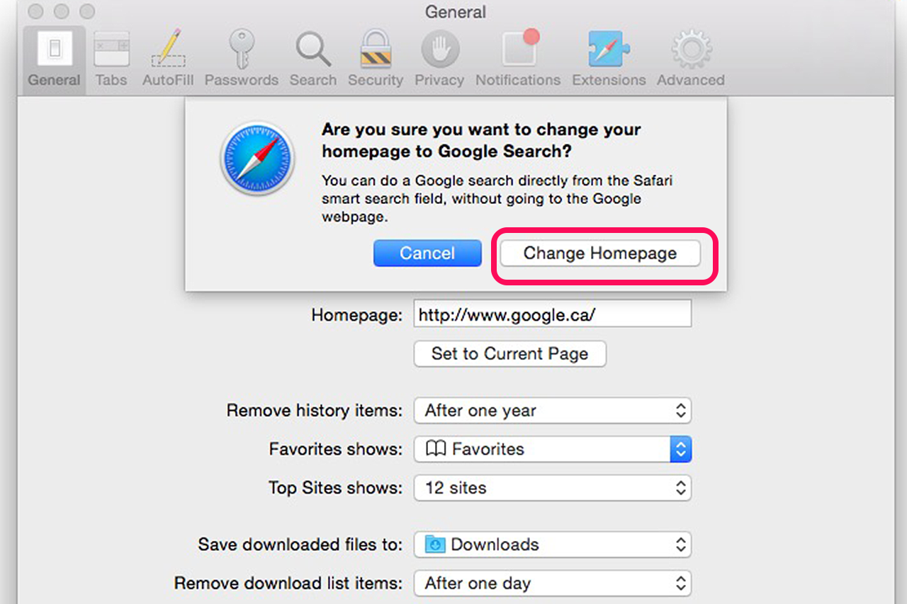 chrome for mac how to change startup page